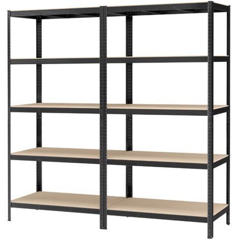 Songmics – Étagère de rangement en acier noir 60 x 120 x 200 cm – 5 étagères ajustables – Charge maximale 150 kg par niveau – Kit anti-basculement inclus