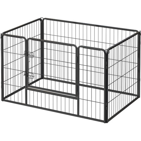Parc pour Chiens, Chiot et Petits Animaux, en Métal, 122 x 80 x 70 cm, Noir