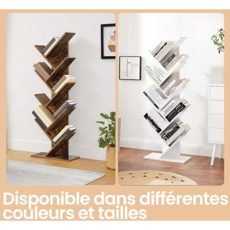 Bibliothèque En Forme D'Arbre 9 Niveaux 2 Tiroirs - Étagère Murale Gain De Place Bois E1