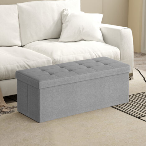 Banc de Rangement Pliable, Longueur 110 cm, Montage Facile, pour Salon, Chambre, Entrée, Gris Clair (1/5)