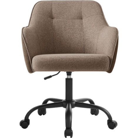 Chaise de Bureau, Fauteuil d'Appoint pour le Bureau à Domicile, en Tissu Coton-Lin, Hauteur Réglable, Gris (1/5)