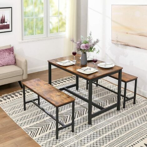 VASAGLE Bancs de Salle à Manger, Lot de 2, Siège pour Cuisine, Style Industriel, 108 x 32,5 x 50 cm, Cadre Métallique Durable, pour Cuisine, Salle à Manger, Salon, Marron Rustique par SONGMICS KTB33X