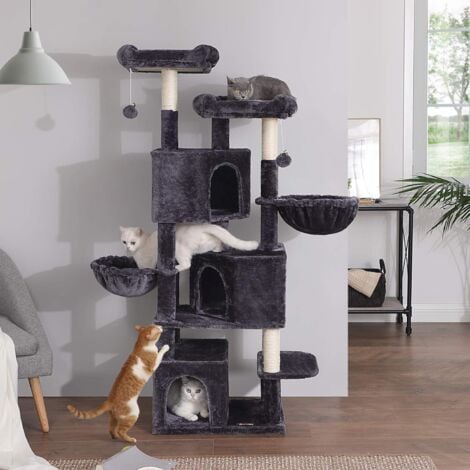 Feandrea Grand Arbre A Chat Avec 3 Niches 164cm De Hauteur Gris Fonce Par Songmics Pct98g