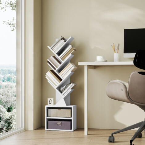 Étagère de Rangement Moderne, Bibliothèque sur Pied avec 2 Compartiments Ouverts, pour Salon ou Chambre, Marron