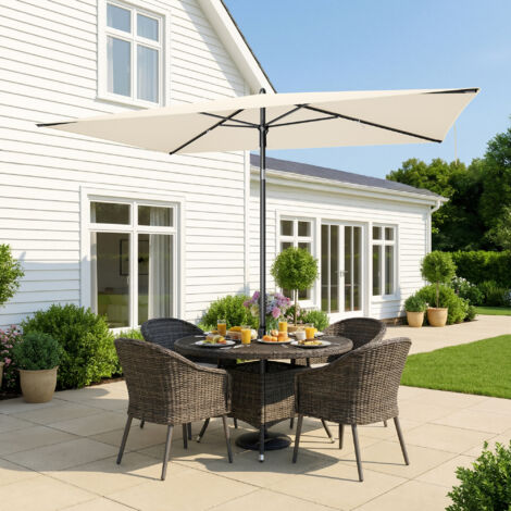 Parasol Rectangulaire Inclinable 232 x 149 cm, Protection Solaire UPF 50+, pour Plage, Terrasse, Jardin, Beige