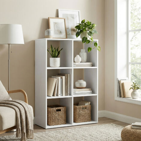 Vasagle – Bibliothèque ouverte 3 niveaux – Étagère de rangement blanche 30 x 98 x 66,4 cm – Design moderne pour bureau, salon, chambre – Panneaux d’aggloméré
