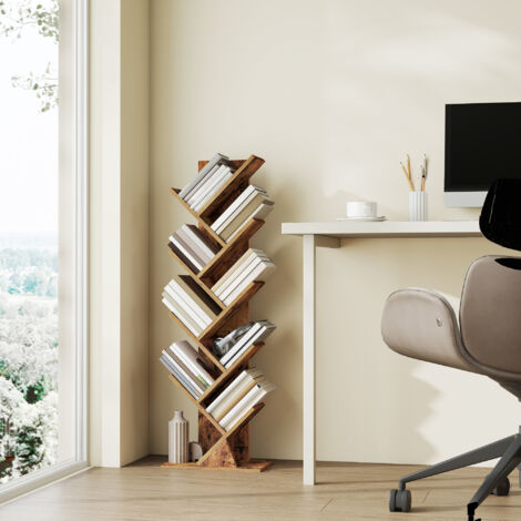 Étagère de Rangement Moderne, Bibliothèque sur Pied, pour Salon, Chambre, Bureau, 20 x 38 x 115,2 cm, Marron