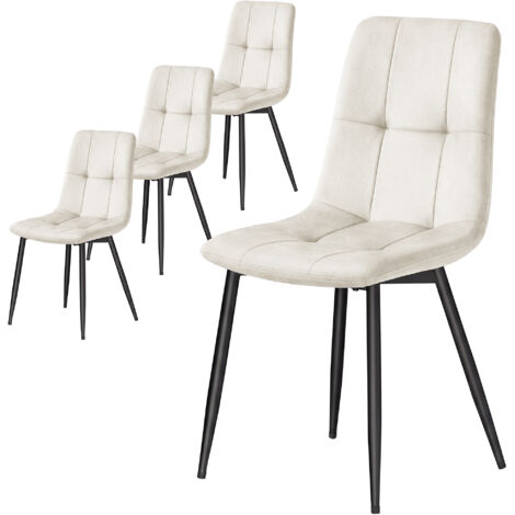 Lot de 4 Chaises Rembourrées en Velours, Chaises de Salle à Manger, Pieds Réglables, pour Cuisine, Salon, Beige