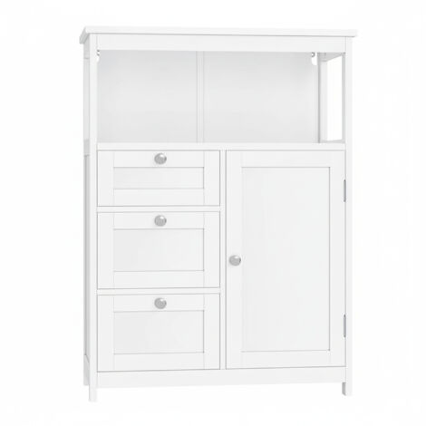 Meuble de Rangement pour Salle de Bain, 3 Tiroirs, 30 x 60 x 80 cm, Blanc