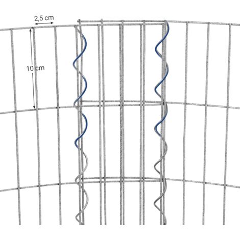 Gabion rond pour pierres, 90 x 80 cm (ø x H), Panier à pierres métallique, cloture gabion, maille fine 2,5 x 10 cm, acier galvanisé antirouille, pour pierres de 10 cm, décoration jardin, Argent