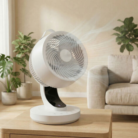 Ventilateur de Bureau Silencieux, 8 Vitesses, Oscillation 70°, Télécommande, Circulateur d’Air, Minuterie 12h, Blanc