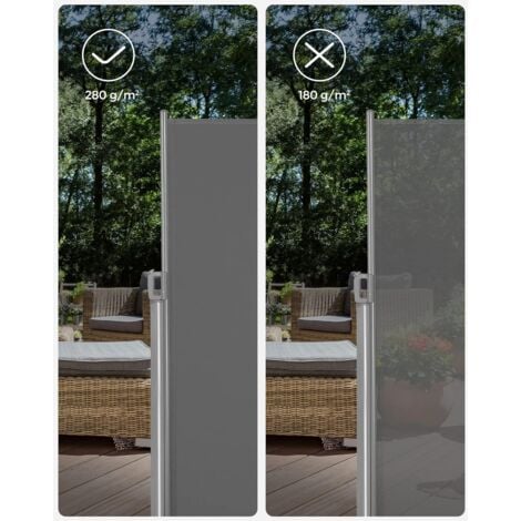 Paravent extérieur 180 x 400 cm (H x L), Store latéral pour Balcon et terrasse, Paravent retractable - Gris anthracite GSA184G