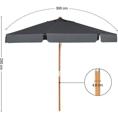 Protection Solaire Ziigo Parasol de Jardin Ø 3m Parasol Cantilever Banana pour Patio Parapluie en Aluminium Pare-Soleil UV50 Taupe 6 Baleines
