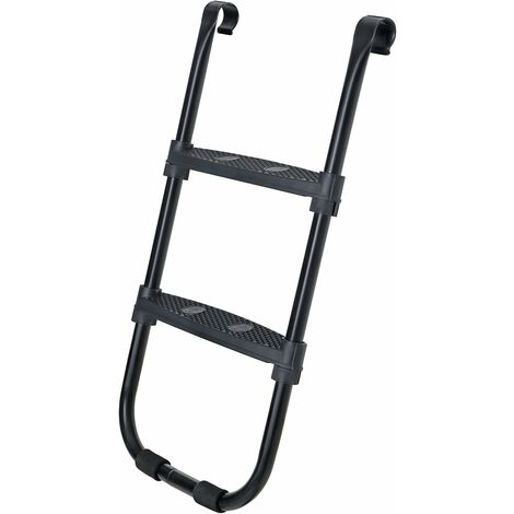 Échelle de Trampoline antidérapante, Hauteur 90 cm, avec Cadre métallique et Larges marches, Noir (1/5)