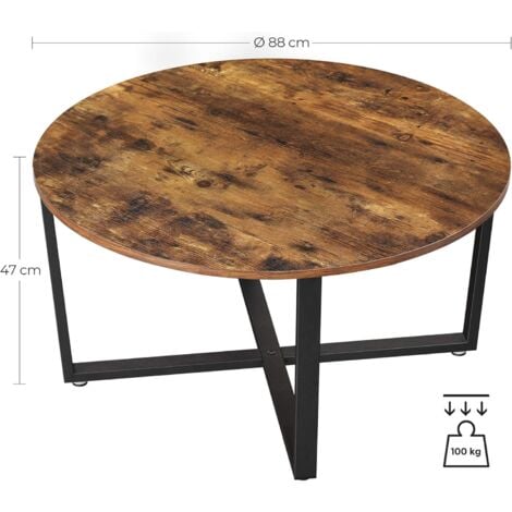 VASAGLE Table Basse Ronde, Table de Salon, Style Industriel, Cadre Métallique Durable, Facile à Assembler, pour Salon, Chambre à Coucher, Marron Rustique par SONGMICS LCT88X
