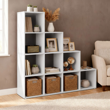 Étagère de Rangement à Casiers, Modulable, pour Salon, Bureau, Chambre, 10 Compartiments, Blanc (1/5)