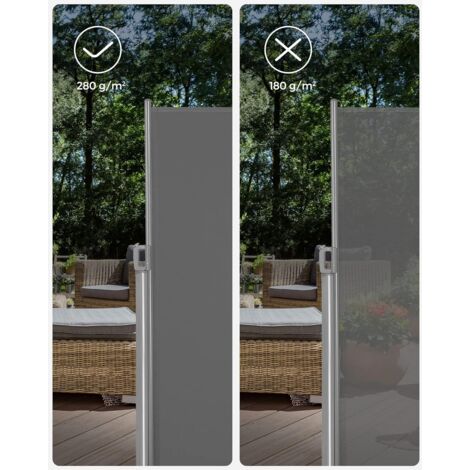 Paravent extérieur Alu Store latéral 400 x 160cm Auvent rétractable extérieur brise vue pour terrasse Paravent retractable -  Gris foncé GSA164G01