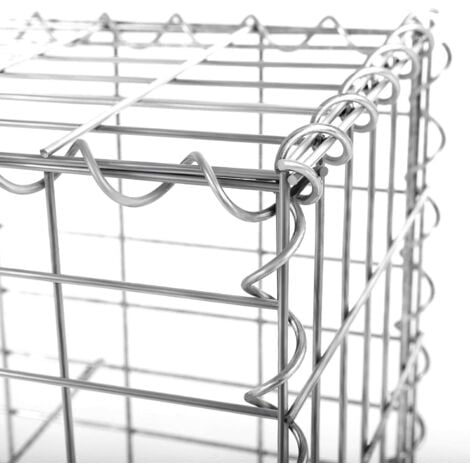 Lot de 2 Gabion pour Pierre, 100 x 30 x 30cm, cloture gabion, Cage en Métal, Panier à Pierre, Maille 5 x 10 cm, Galvanisé, Mur, Paterre, Décoration de Jardin, Argent