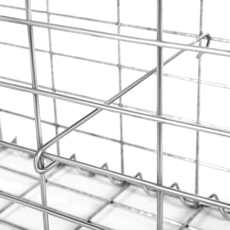 Lot de 2 Gabion pour Pierre, 100 x 50 x 50cm, cloture gabion, Cage en Métal, Panier à Pierre, Maille 5 x 10 cm, Galvanisé, Mur, Paterre, Décoration de Jardin, Argent GGB255 (2 x GGB155)