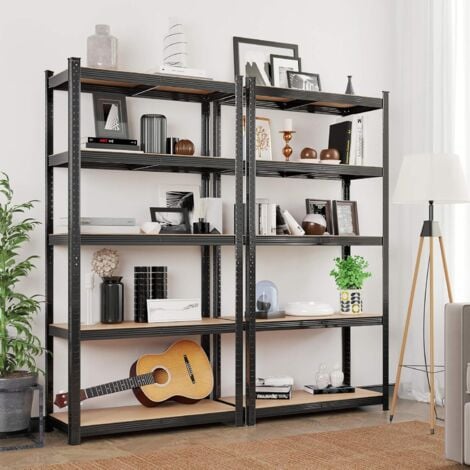 Rayonnage Étagère à 5 niveaux, 180 x 90 x 40cm, charge totale 875 kg (175 kg/niveau) - Noir GLR040B01
