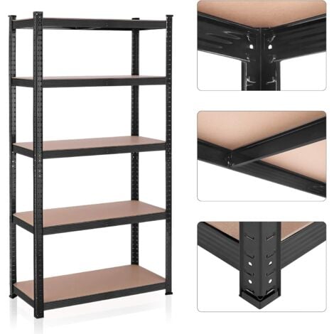 Rayonnage Étagère à 5 niveaux, 180 x 90 x 40cm, charge totale 875 kg (175 kg/niveau) - Noir GLR040B01