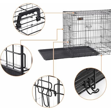 Feandrea Cage pour Chien, avec 2 Portes, 122 x 74,5 x 80,5 cm, Noir