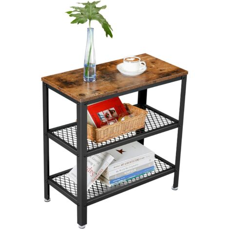 VASAGLE Table d’Appoint, Table Console, 2 Étagères en Maille, pour Couloir, Salon, Chambre, Bureau, Gain d’Espace, Montage Facile, Style Industriel, Marron Rustique par SONGMICS LET33BX