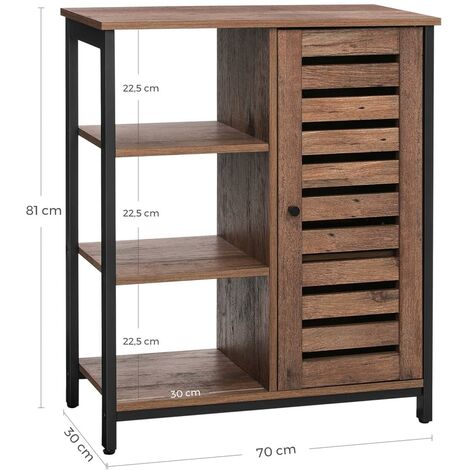 Vasagle Meuble De Rangement Buffet Etagere Placard Armoire 3 Etageres Et 1 Compartiment Avec Porte Cadre En Acier Cuisine Salon Bureau Style Industriel Marron Noisette Et Noir Lsc74gd Marron Rustique Et Noir