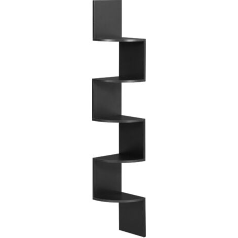 Vasagle – Étagère murale d’angle 5 niveaux – Charge maximale 15 kg par niveau – Panneaux d’agglomérés placage mélaminé – Dimensions 20x20x127,5 cm – Noir