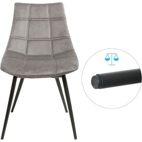 Lot de 2 Chaises de salle à manger, Siège moderne, rembourrées, avec pieds en fer, surface en velours lisse, Gris LDC84GY