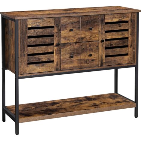 VASAGLE Meuble de Rangement, Buffet Cuisine, Commode, avec 2 Portes  Coulissantes, 100 x 33 x 80 cm, Étagères Réglables, Style Industriel, pour  Salon, Couleur Boisée et Noir Étagères Réglables, Style Industriel, Capacité