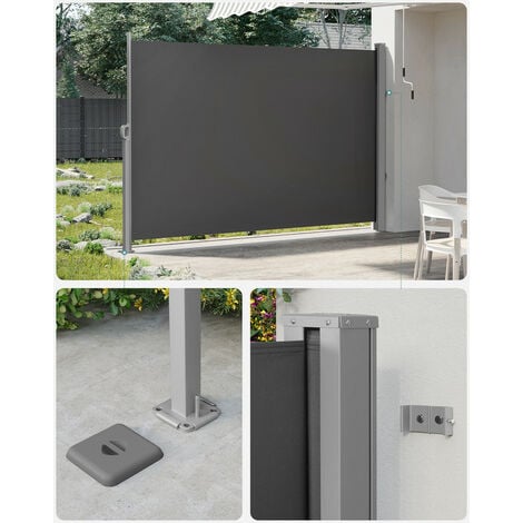 Paravent extérieur 200 x 400 cm (H x L), Store latéral Brise-vue Paravent retractable - Gris Anthracite GSA204G02