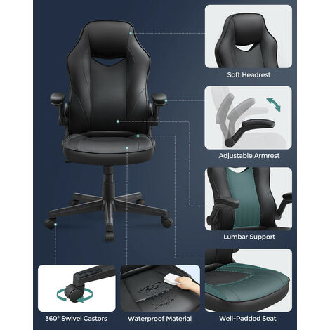 SONGMICS Chaise Bureau, Fauteuil Ergonomique, Siège Pivotant