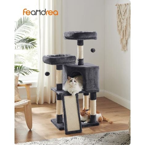 main image of "FEANDREA Arbre à chat, Tour poteaux à gratter 115 cm, Gris Anthracite par SONGMICS PCT141G01 - Gris anthracite"