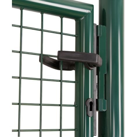 SONGMICS Portillon de Jardin Grillagé, en Acier Galvanisé, Clôture avec Serrure, Porte 90 x 106 cm, Vert GGD150G