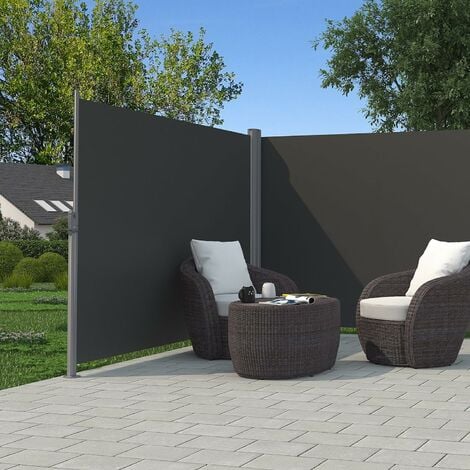 Store latéral abri soleil 180 x 600cm latéral rétractable extérieur brise vue pour terrasse Certifié par TÜV SÜD Gris GSA360G - anthracite