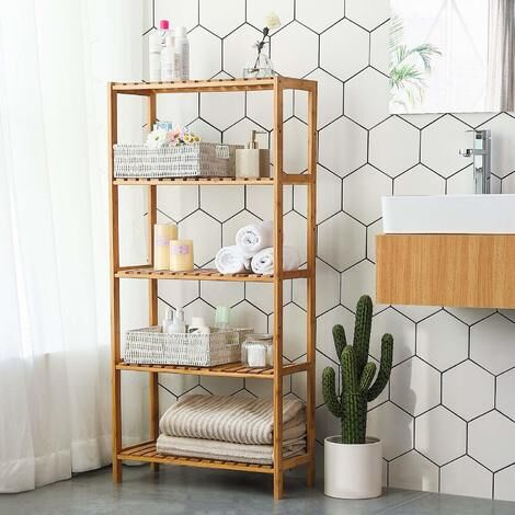 Étagère à Chaussures En Bambou 4 Niveaux - 35x25x100 Cm - Rangement Modulable Pour Entrée, Salle De Bain, Bureau