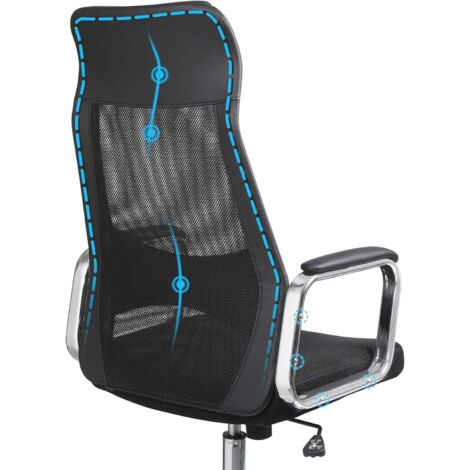 Fauteuil Bureau SONGMICS En Toile - Réglable En Hauteur, Pivotant 360°, Repose-Pieds Noir