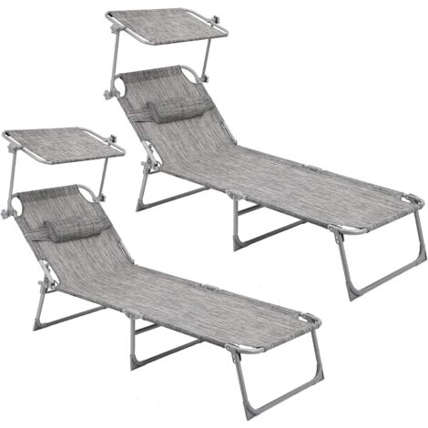 Chaise longue, Bain de soleil, Transat de relaxation, chaise de jardin pliable - Gris beige GCB192T02