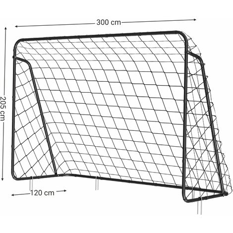 Cage De Football SONGMICS Avec Toile Cible – 215x76x150 Cm – Montage Rapide Sans Outils – Tubes En Fer électrostatique – Filet PE Résistant – Piquets De Fixation Inclus – Noir