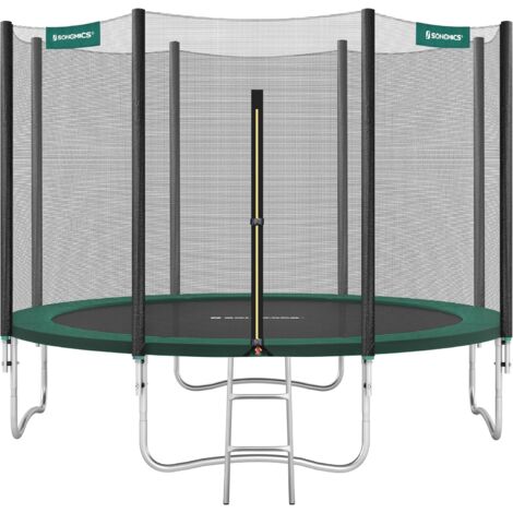 Trampoline Extérieur, TÜV Rheinland GS Certifica, avec Échelle, Filet de protection, Poteaux recouverts, Diamètre 366cm, Noir et Vert