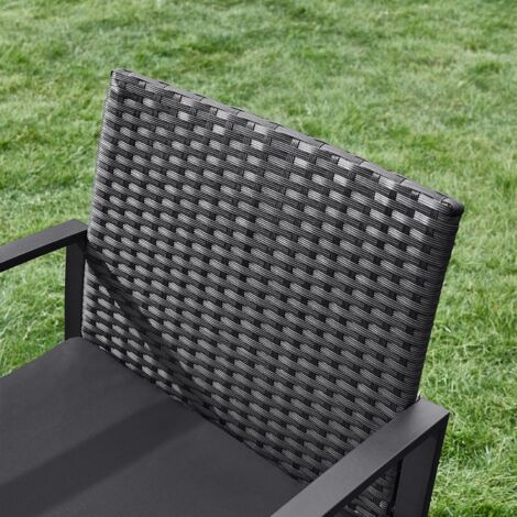 Salon de Jardin Extérieur, Ensemble de Mobilier, Surface Tressée en PE résine, 2 Chaises et 1 Table - Noir GGF010B05