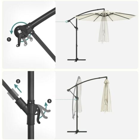 Parasol de Jardin Extérieur Déporté, Ombrelle, avec Base, Ø3m, UPF 50+ Protection Solaire - Beige GPU116M01