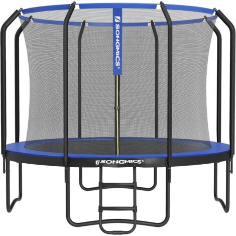 Trampoline Diamètre 305cm, TÜV Rheinland GS Certifica, Trampoline de Jardin Rond, avec Filet de sécurité intérieur - Bleu Foncé