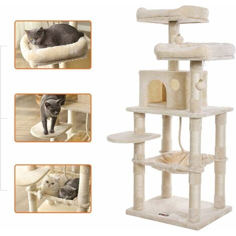 Feandrea arbre à chat, stable, 2 niches, hauteur 143 cm, beige pct15be -  Conforama