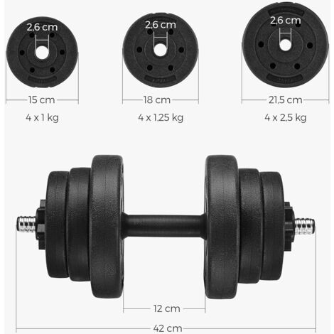 Haltères hexagonaux 15KG (2X7.5KG) - VENCEDE - Musculation - Noir - Fitness - Homme