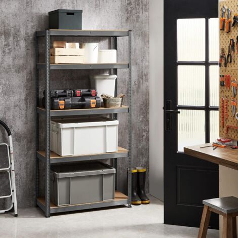 Songmics – Rayonnage étagère 5 niveaux 180 x 90 x 40 cm – Charge 875 kg – Acier traité – Panneaux MDF – Dispositif anti-basculement inclus (1/5)