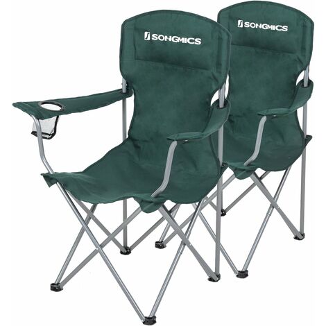 Lot de 2 Chaises de Camping, Confortable, Structure Robuste, Charge Max de 150 kg, avec Porte-Bouteille, Chaise d’extérieur,GCB08GN