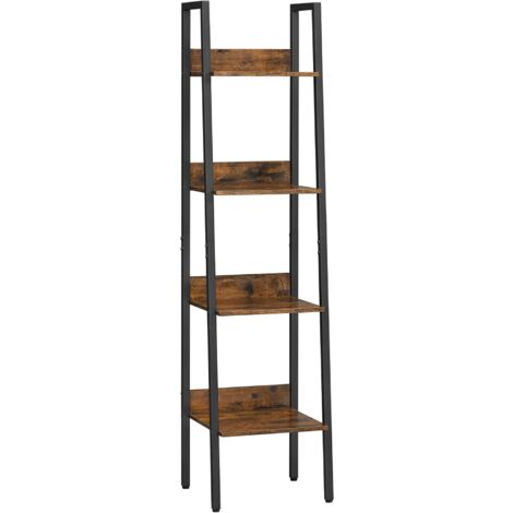 Vasagle – Bibliothèque échelle 4 niveaux – Cadre en acier – Dimensions 33,8 x 30 x 140 cm – Style industriel marron rustique et noir – Facile à assembler (1/5)