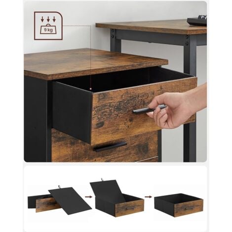 VASAGLE Caisson Bureau, Petit Meuble de Rangement Mobile, avec 2